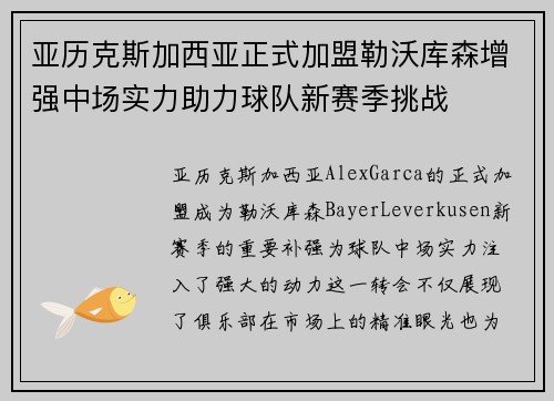 亚历克斯加西亚正式加盟勒沃库森增强中场实力助力球队新赛季挑战